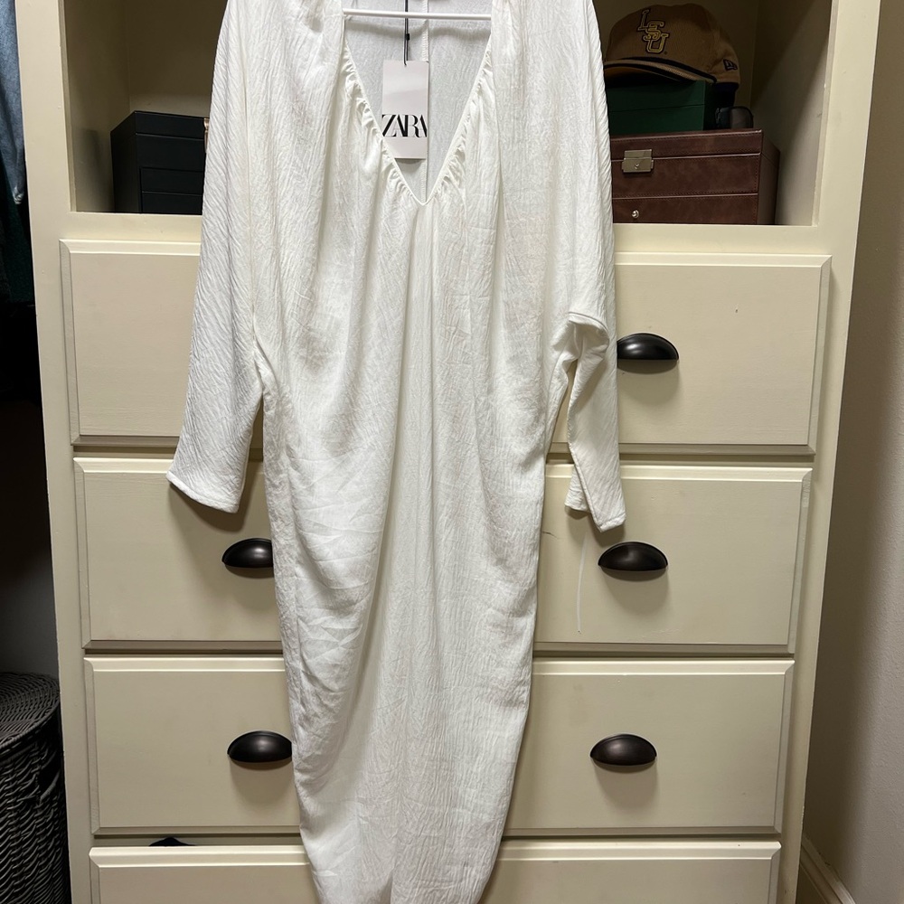 Zara Ivory V-Neck Dress
